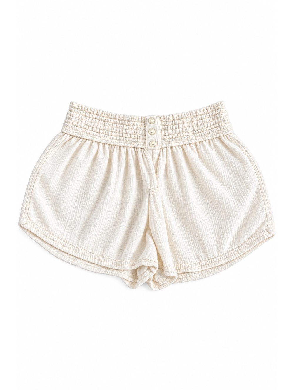 ZARA Girls Ivory Smocked Waist Textured Shorts Size 5 Boho Summer